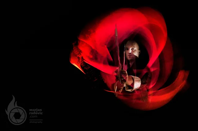 Light painting in red